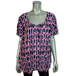 Lane Bryant Top Plus Size 20 Flutter Sleeve Side Slits‎ Short Sleeve Casual Pink
